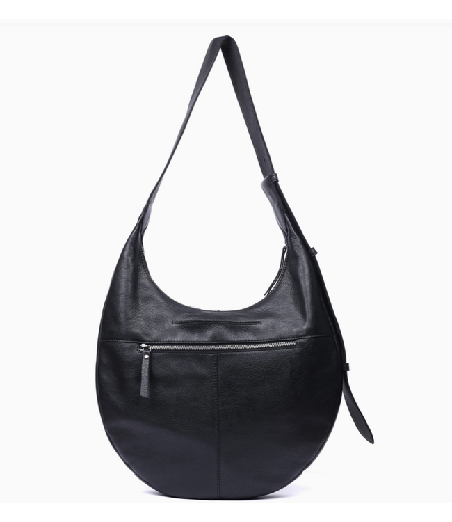 Marcel Stain Washed Leather Shoulder Bag Black