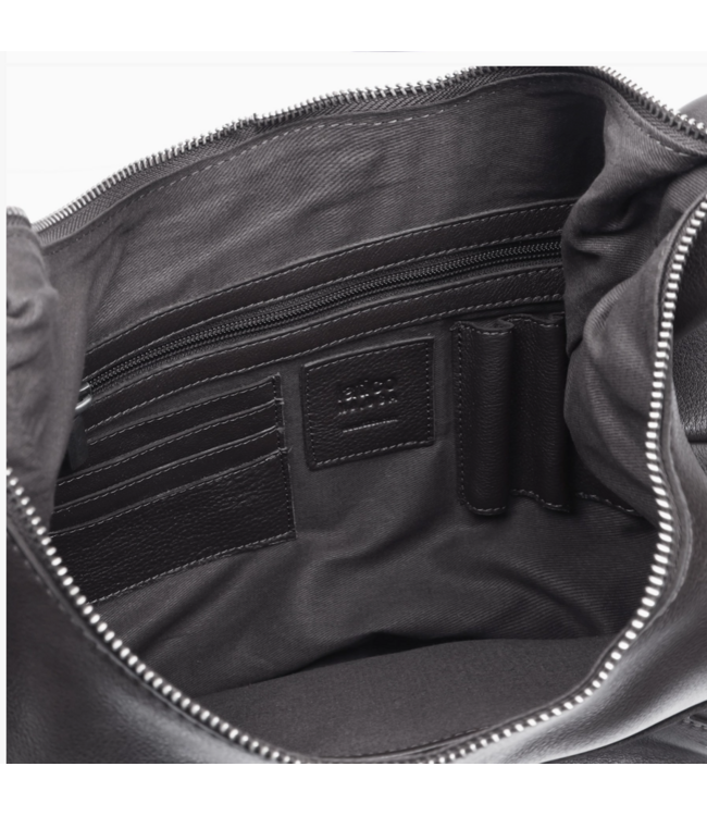 Marcel Stain Washed Leather Shoulder Bag Black