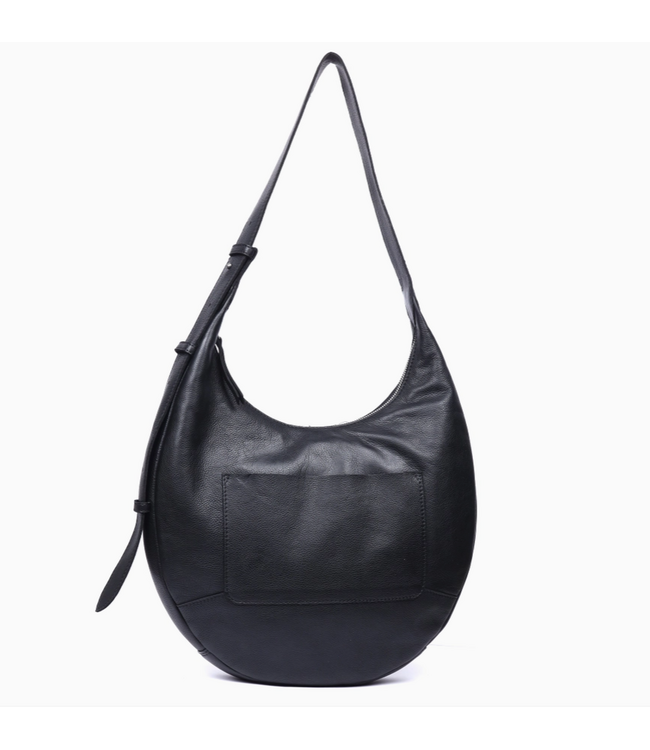 Marcel Stain Washed Leather Shoulder Bag Black