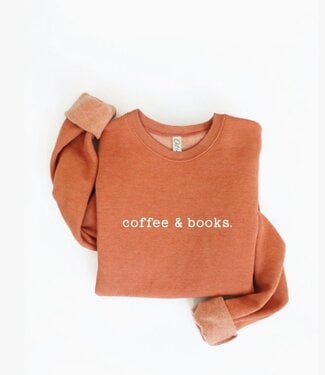 Coffee and Books Graphic Sweatshirt Autumn Leaf