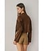 Western Faux Suede Fringe Cropped Jacket Brown