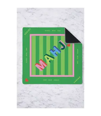 Girl Tribe Mahjong Tile Mat in Mahj Block in Green and Pink 33"x33"