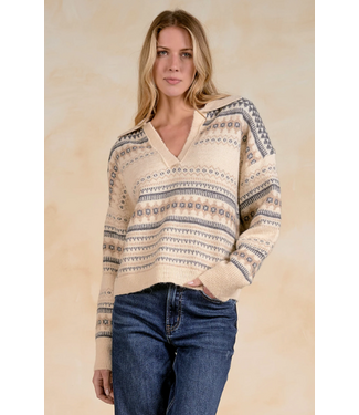 Elan Aztec Sweater Off White