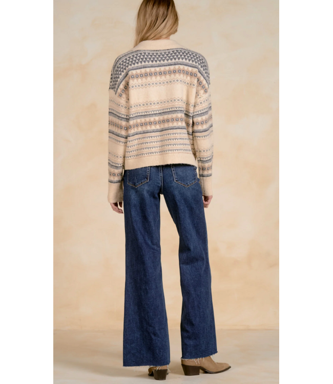 Elan Aztec Sweater Off White