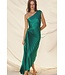 Olympia Asymmetrical Pleated Dress Dark Emerald