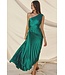 Olympia Asymmetrical Pleated Dress Dark Emerald