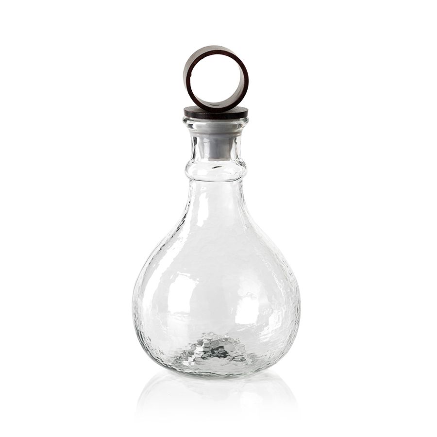 Hammered Glass Decanter w/ Iron Stopper