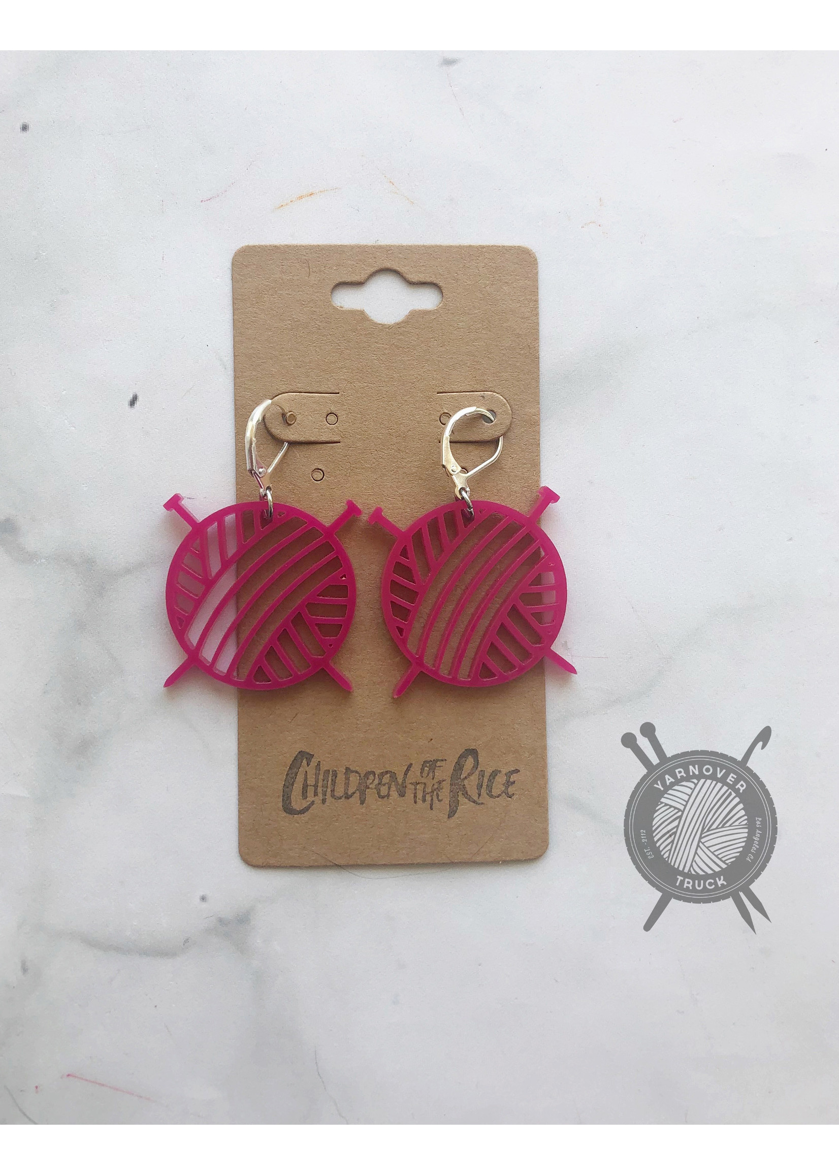 Children of the Rice Pink Yarn Ball Small Earring from Children of the Rice
