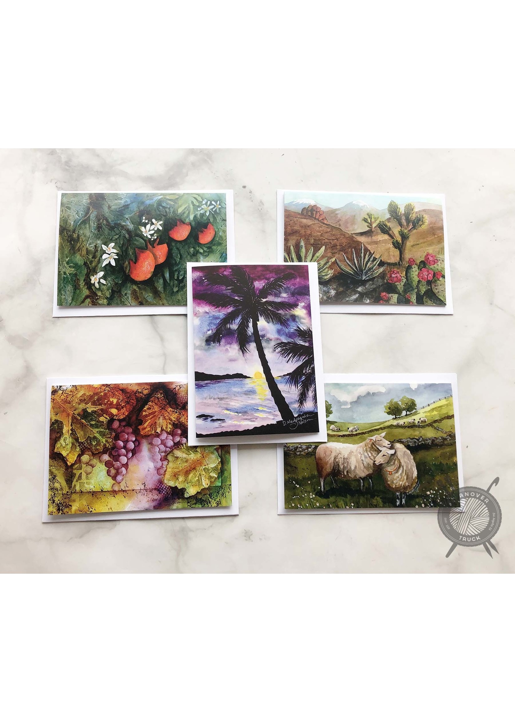 Yarnover Truck Sample Pack of Watercolor Note Cards by Diane Medgaarden Nelson