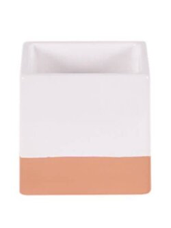Hill's Imports Clay and White Square Glazed Pot
