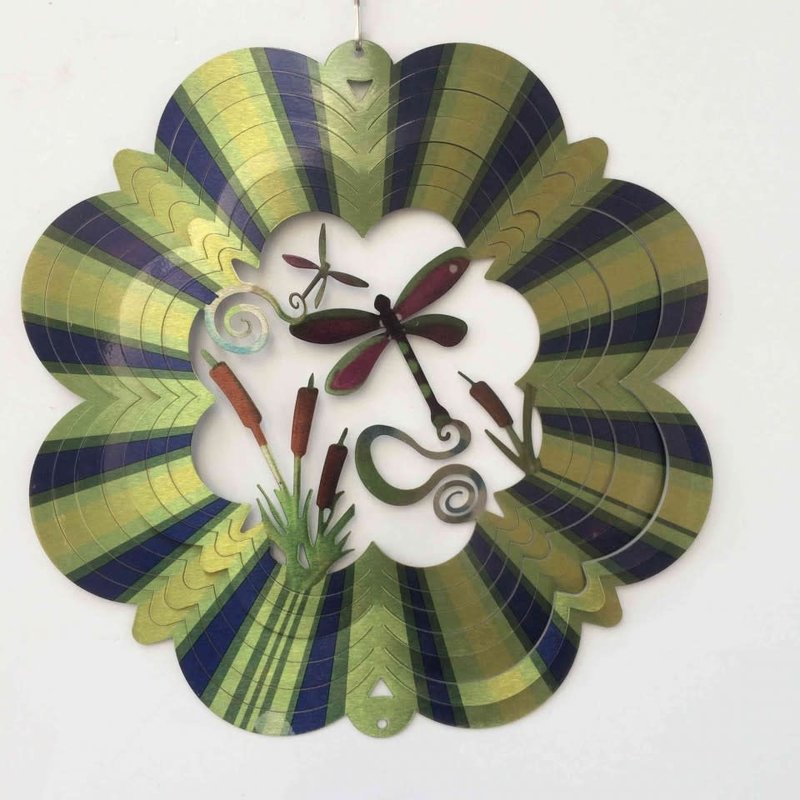 Wind Spinner Dragonfly Green 12"