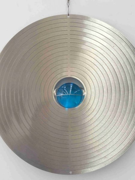 Wind Spinner Stainless Steel Blue Center 10"