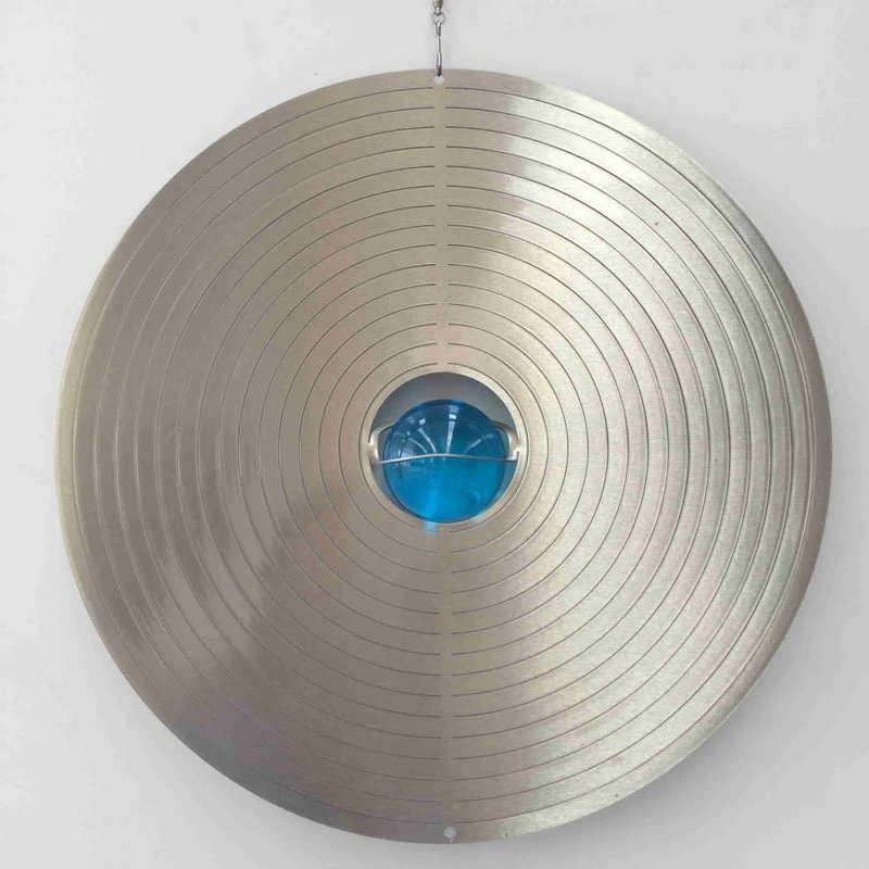 Wind Spinner Stainless Steel Blue Center 10"