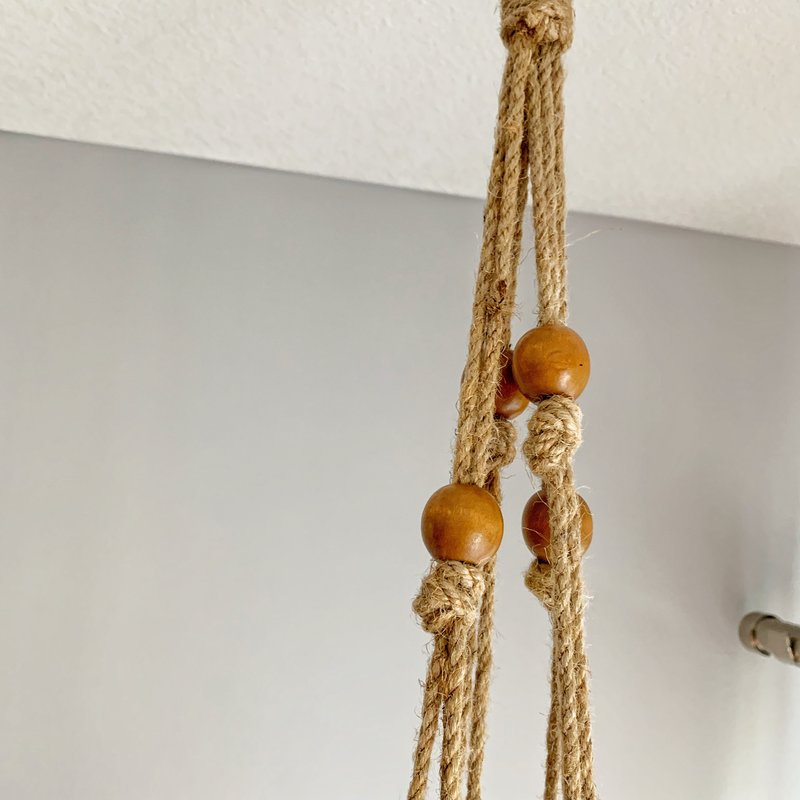 Primitive Planters 36 in. Natural Jute Knotted Rope Plant Hanger