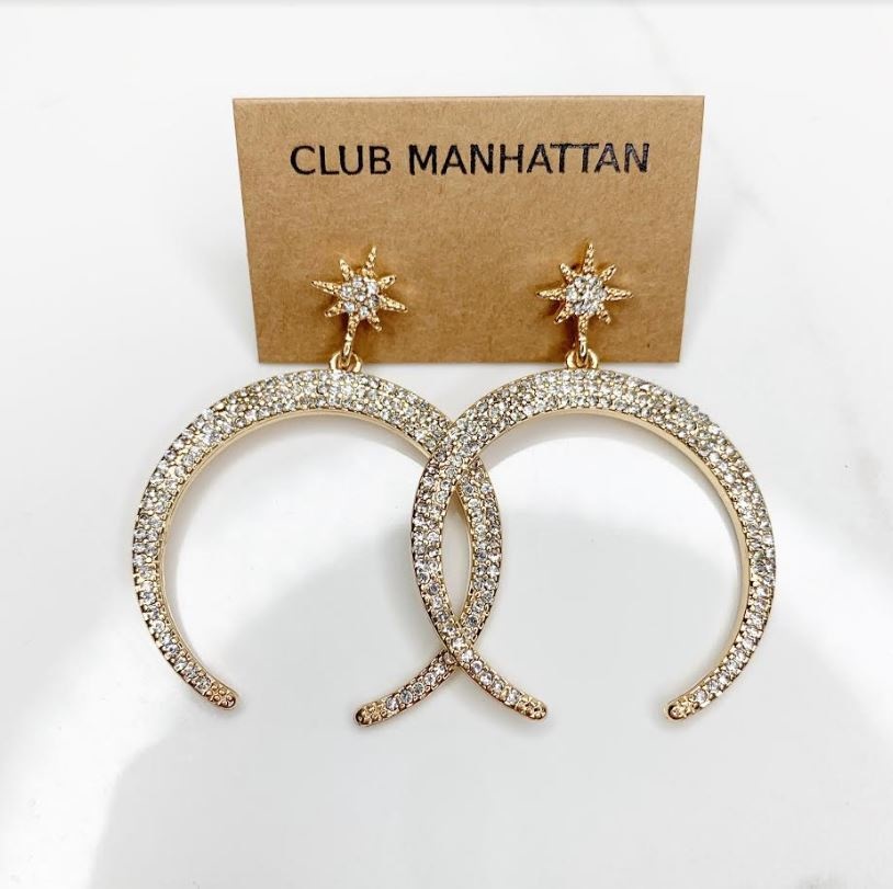 Club Manhattan To The Moon and Back Earrings Gold
