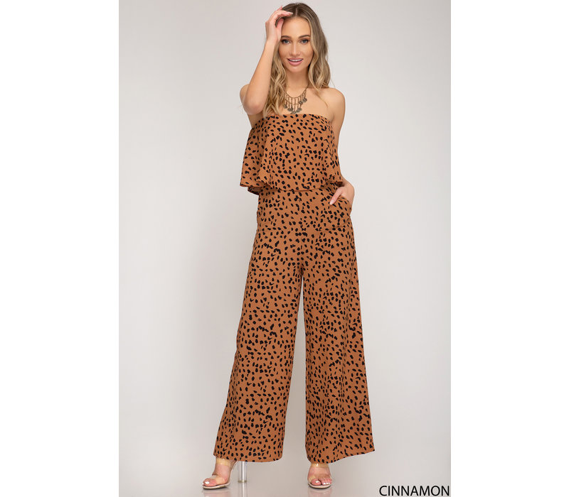strapless wide leg jumpsuit
