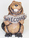 Beaver Holds Welcome Sign 8.75x7.25x11.75