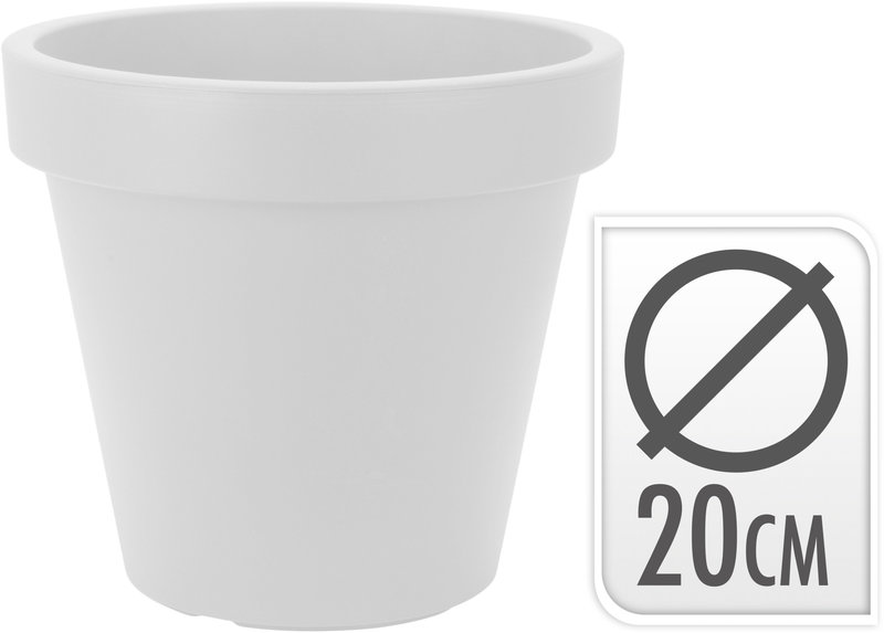 Flower Plastic Pot Round White