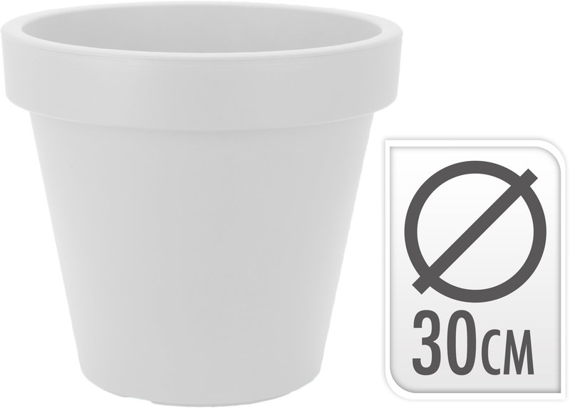 Flower Plastic Pot Round White