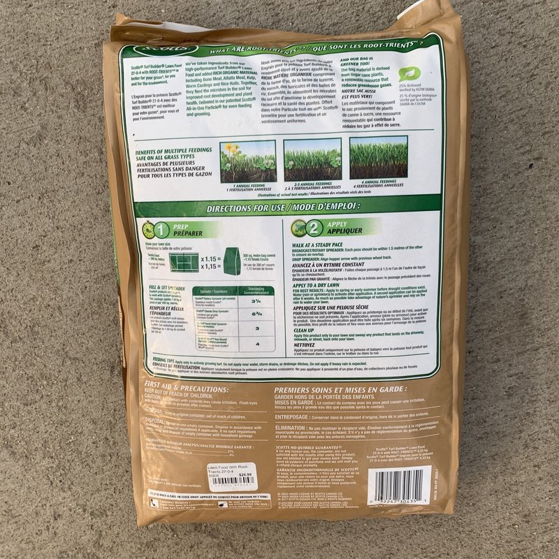 Scotts Turf Builder Lawn Food With Root-Trients 27-0-4