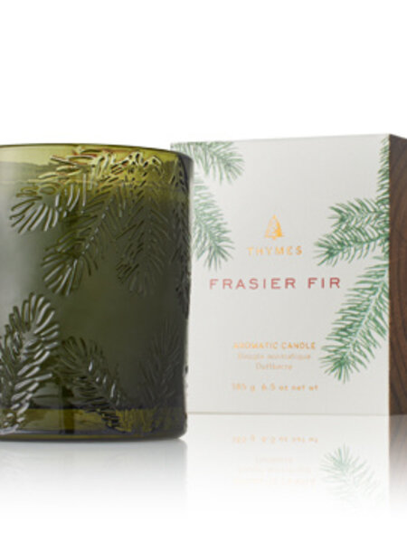 Thymes Poured Candle Molded Green Glass Frasier Fir