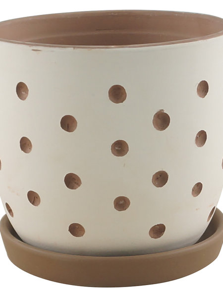 Hallie Dot Planter With Saucer