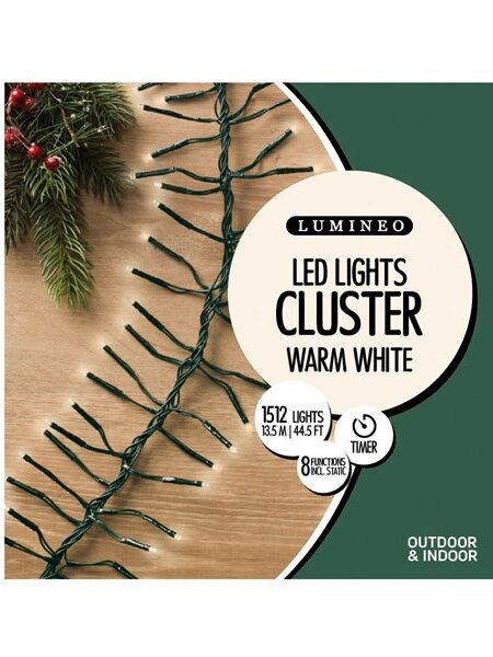 LED Twinkle Cluster Light Green Warm White 46ft-1512L
