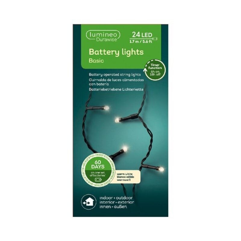 LED Durawise Basic Black String Light Warm White 170cm-24L