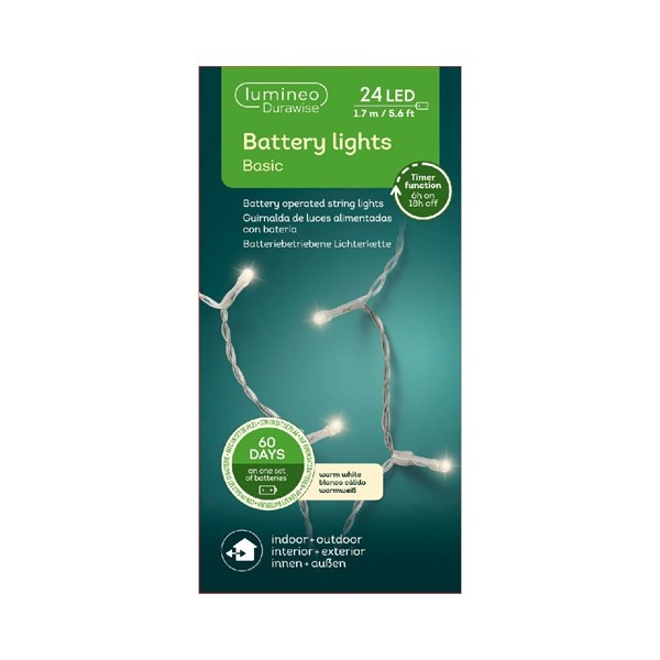 LED Durawise Basic White String Light Warm White 170cm-24L