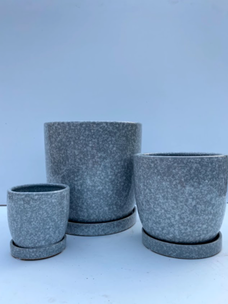 Marbled Egg Pot With Saucer
