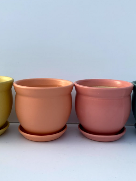 Flared Rim Planter With Saucer