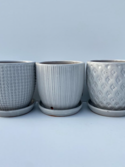 Deco Egg Pot With Saucer White