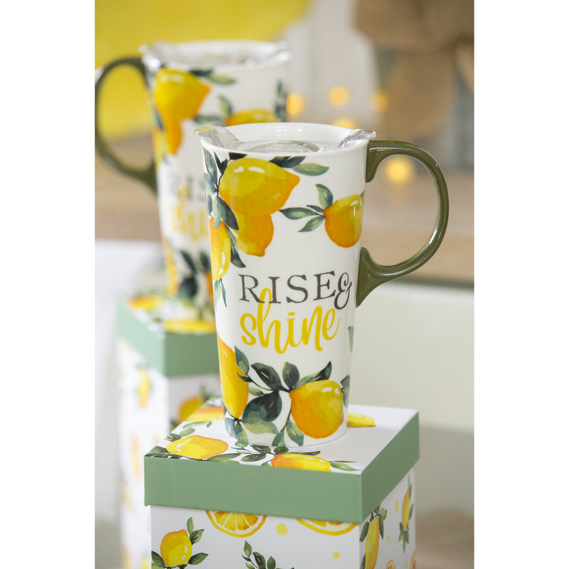 Rise & Shine Lemon Drop Ceramic Travel Cup 17oz
