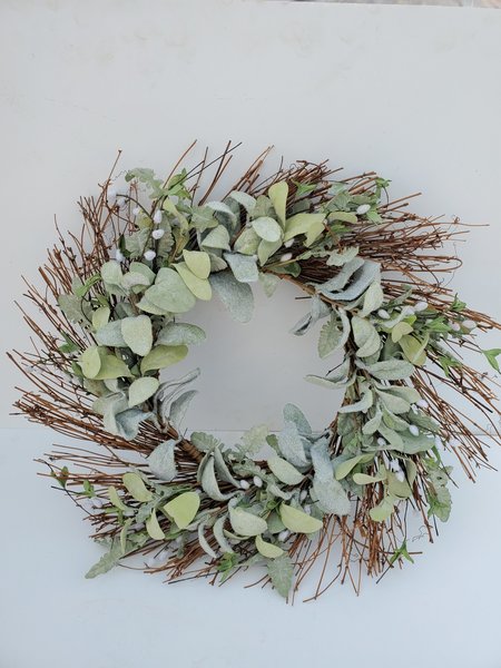 Lamb Ear/Pussy Willow Wreath 26"