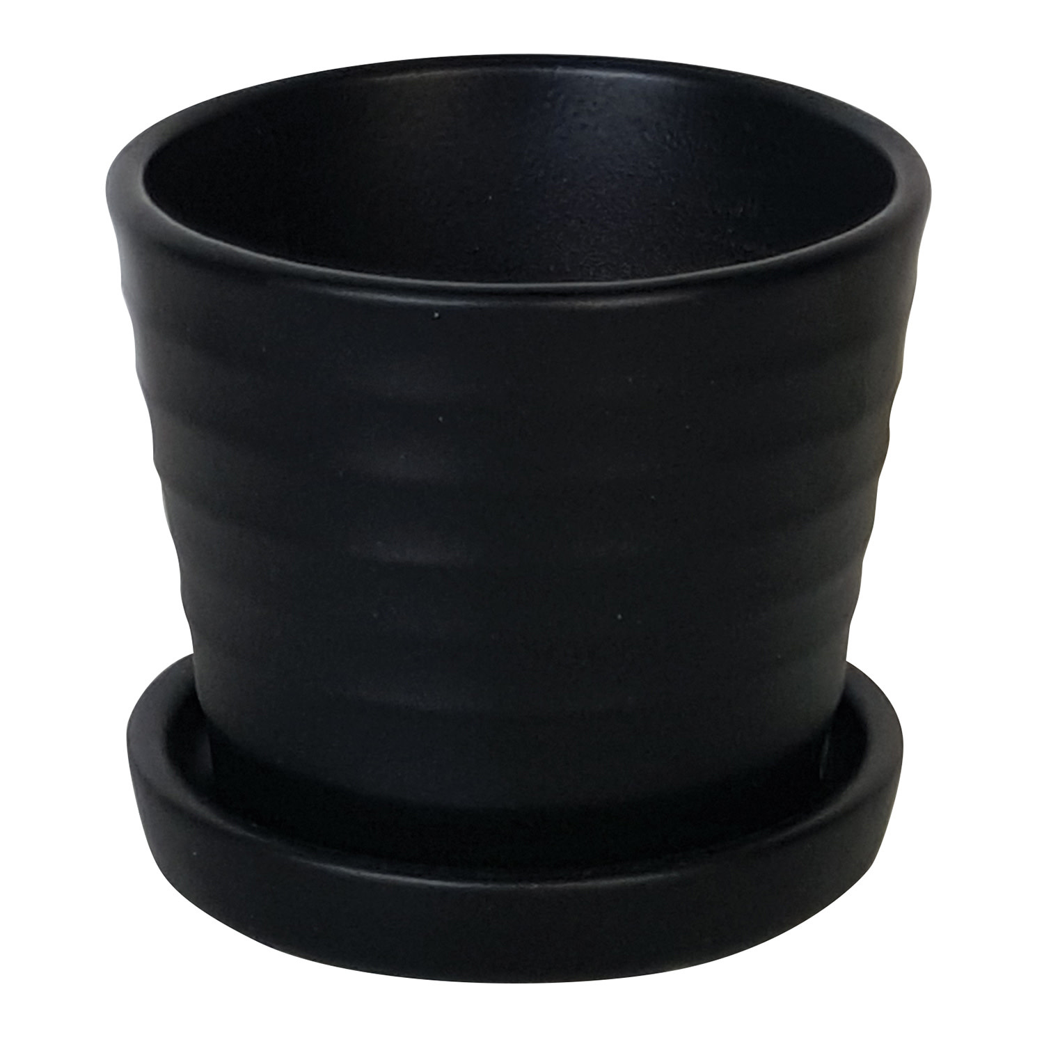 Ribbed Pot With Saucer