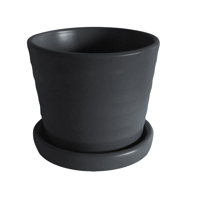 Ribbed Pot With Saucer