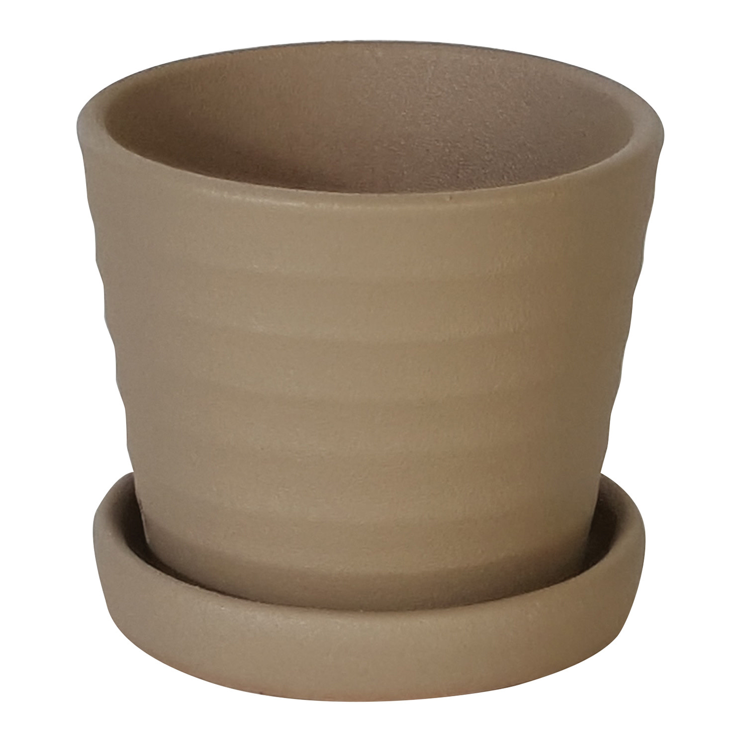 Ribbed Pot With Saucer