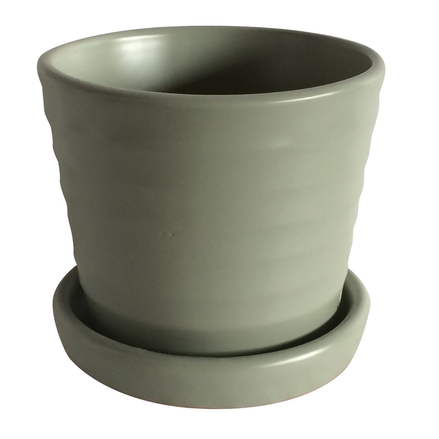 Ribbed Pot With Saucer