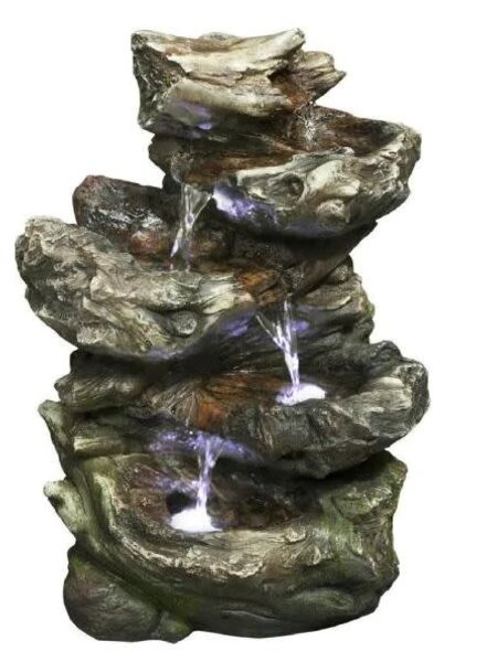 Log Waterfall 4 Level LED Fountain