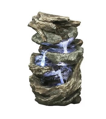 Log Stone Waterfall LED Fountain