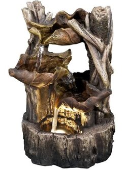 Tree Trunk and 3 Leaves LED Fountain 7x5.5x11"