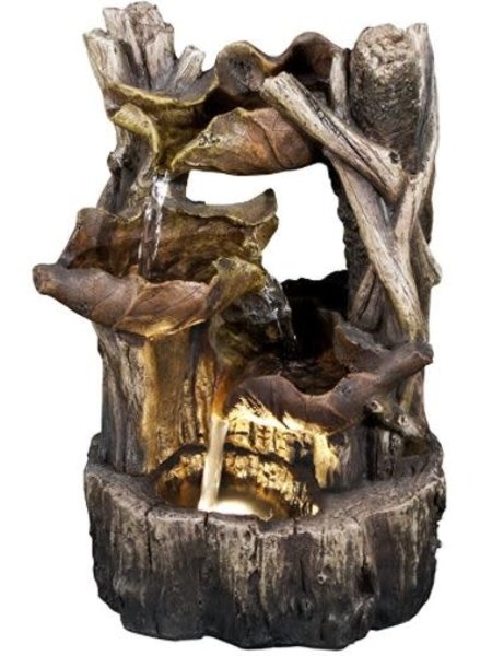 Tree Trunk and 3 Leaves LED Fountain 7x5.5x11"