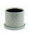 Ceramic Pot With Saucer Green Feather 4.5"