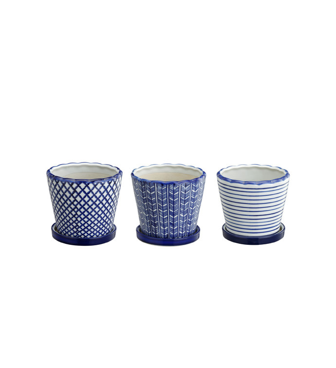 Blue and White Ceramic Pot Assorted
