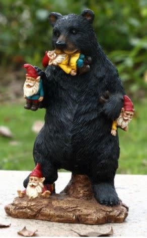 Gnome In Trouble With Bear 6x4.75x10.5"