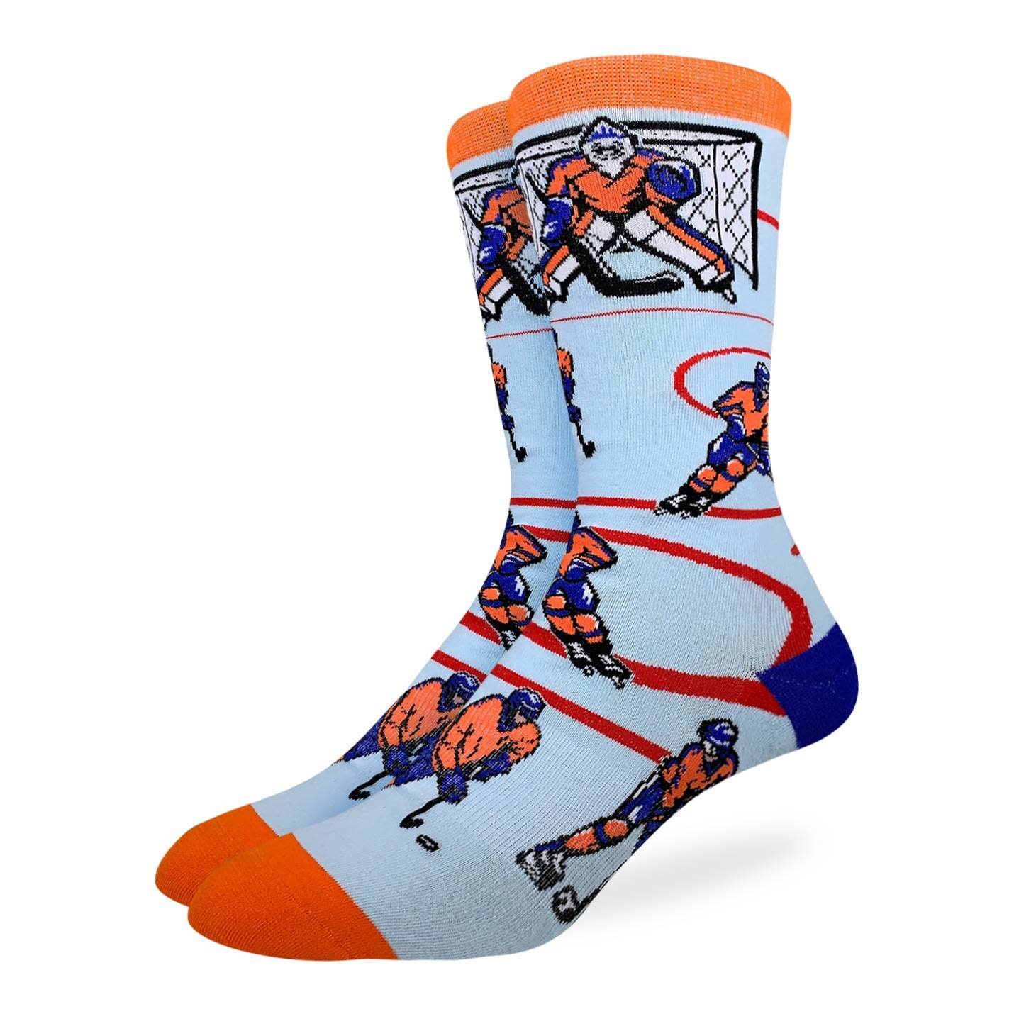 Good Luck Sock Men's Hockey, Orange and Blue Socks
