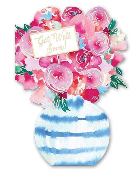 Greeting Card Floral Vase Get Well