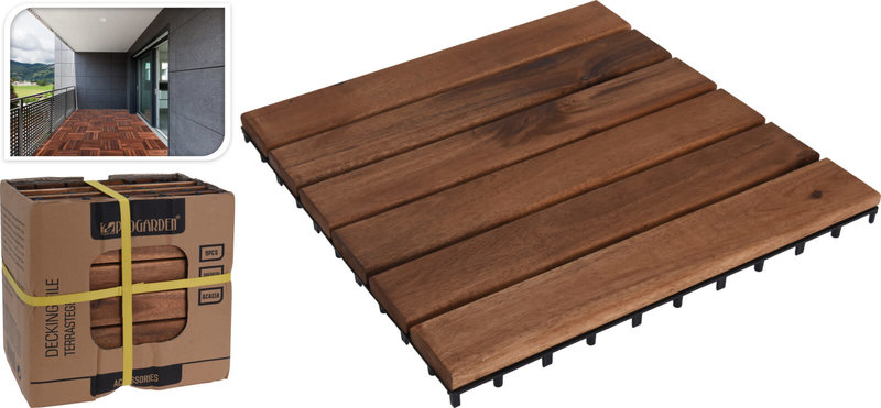 Decking Tiles Set 9pc 30cm