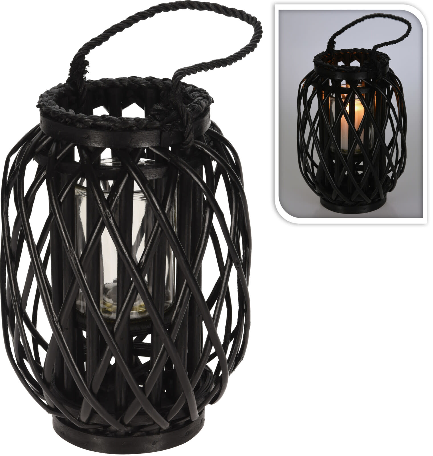 Willow Lantern Black 23x30cm