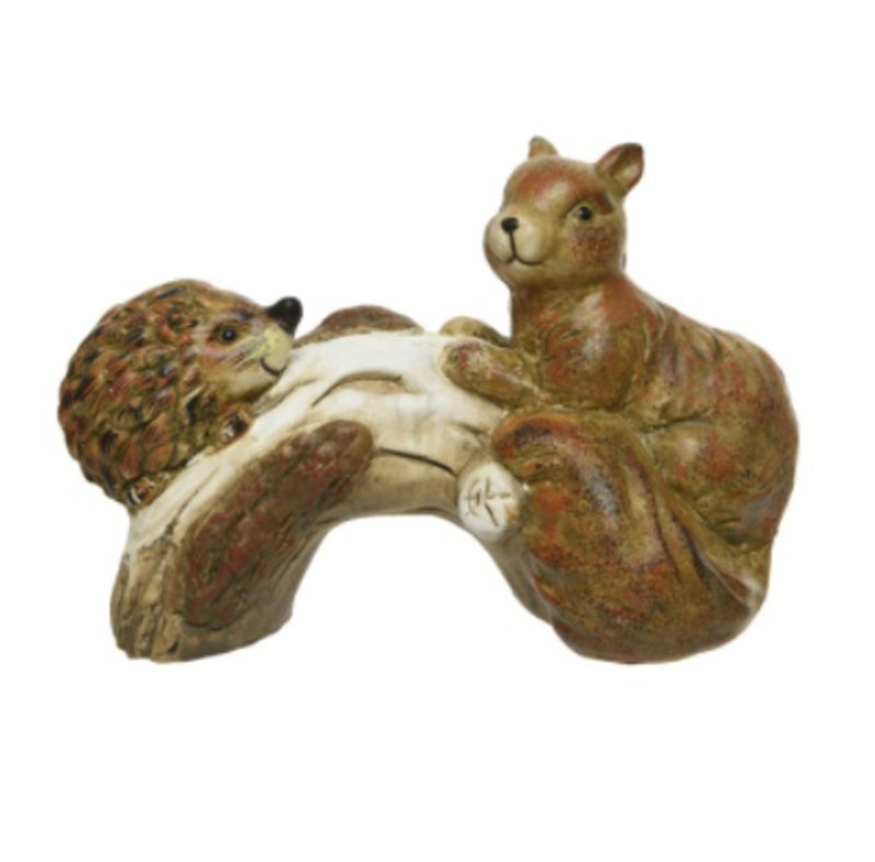 Terracotta Squirrel and Hedgehog